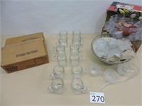 New Libbey Glass Coffee Mugs and Punch Bowl