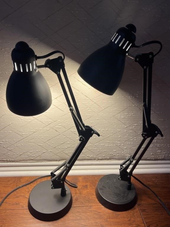 (2) Articulated Black Desk Lamps