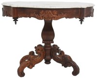 Carved Rosewood Turtle Top Marble Top Table