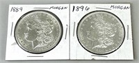 1896 & 1889 Morgan Silver Dollars.