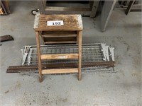 WOOD STEP LADDER AND METAL DISPLAY RACKS