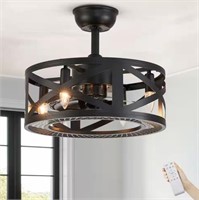 17 in. Indoor Black Ceiling Fan Farmhouse Caged