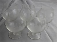 Ships Etched Brandy Sniffers