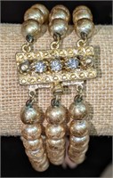 Vintage Spanish Mallorca Pearls Gold Plated Bracel