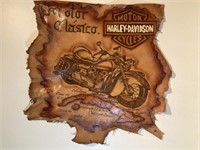 Vintage Harley-Davidson Embossed Leather Decor