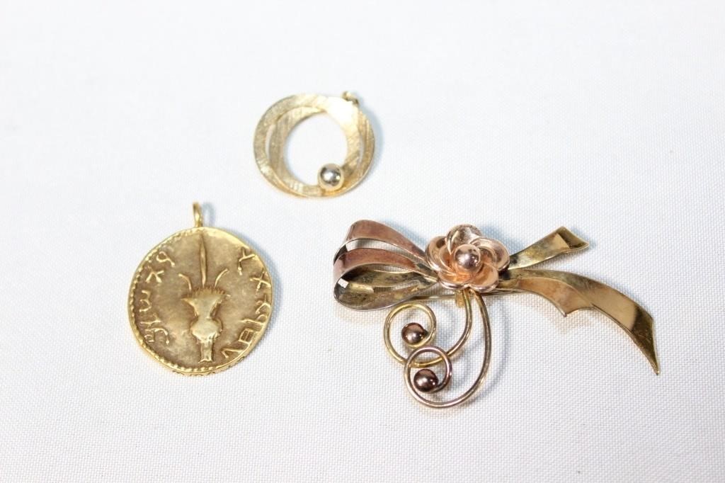 Gold Filled Brooches; Met. of Art Replica Coin Pen