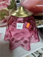 Cranberry Ruffled Glass Lamp Shade