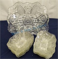 Indiana cut glass bowl and nine berry bowls