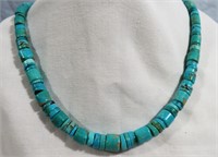 STERLING/TURQUOISE GRADUATED BEAD NECKLACE