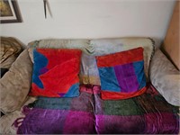 TWO LEATHER PILLOWS COLORFUL