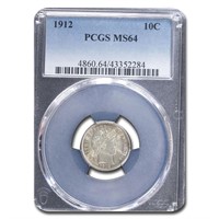 1912 Barber Dime Ms-64 Pcgs