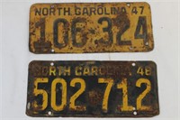 1947 & 1948 North Carolina License Plates