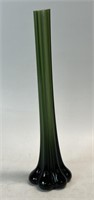 Green Art glass bud vase 12”