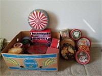 Estate Lot of Holiday Tin Can Containers