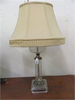 ANTIQUE ETCHED CRYSTAL LAMP 29"T