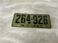 NY 1920 LICENSE PLATE