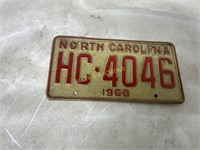 NORTH CAROLINA 1968 LICENSE PLATE