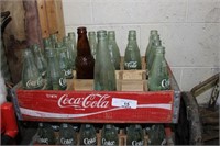 COCA COLA CRATE AND BOTTLES
