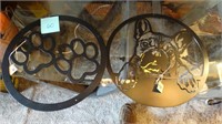 2 ROUND METAL CUT OUTS  DOG