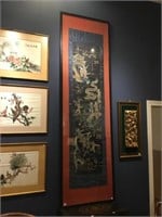 LARGE FRAMED CHINESE SILK EMBROIDERED TEXTILE