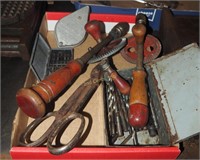 2 Wood Hand Crank Drills & Assorted Bits Box Lot