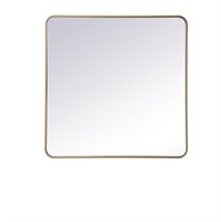Soft Corner Metal Rectangular Mirror 36X36", Brass