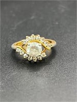 6.5 gold toned and clear stone costume ring