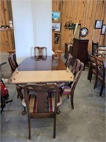 QUEEN ANNE DINING TABLE, 5 CHAIRS,
