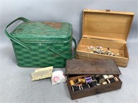 Vintage Sewing Supplies with Boxes