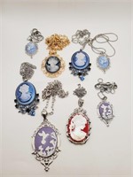(LB) Faux Cameo Necklaces (16" to 24-" long)