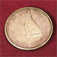Silver 1967 Canada 50 Cent Coin