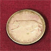 Silver 1967 Canada 25 Cent Coin