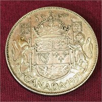 Silver 1953 Canada 50 Cent Coin