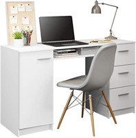 Madesa Desk 3Dr/1Dr/1Shlf  30x18x53  White