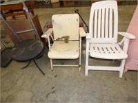 2 OUTDOOR CHAIRS & SMALL TABLE