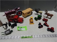 Toy tractors, construction equipment, animals, Ton