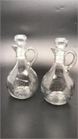 2 Clear Glass Cruet Jars