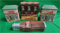 (4) Coca-Cola Metal Tin Containers