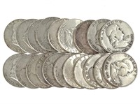 20 Franklin Silver Half Dollars US Coins 1950-1963