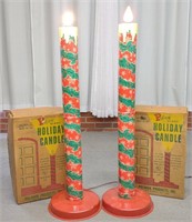 Pr Of Vintage Poloron Giant Holiday Candles w/ Box