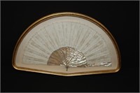 White Lace Fan w/ mother of pearl handle in shadow