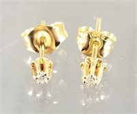 14K gold & tiny diamond stud earrings