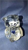 Fenton glass teddy bear with the blue glass heart