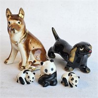 Ceramic Dogs & Panda Bears -Miniatures Japan