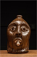 Brown Glazeware Face Jug with Cigar, Mike Craven