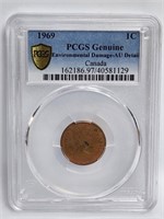 1969 Canada Cent PCGS AU Details Odd Toning
