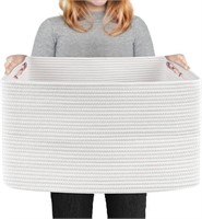 HONCESTA White Cotton Rope Basket