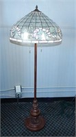 Vintage Floor Lamp With Tiffany Styled Shade