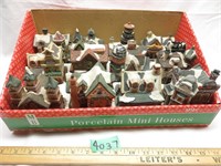 Lot of 12 Porcelain Mini Christmas Houses