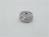 Sterling Wide Ornate CZ Like New Ring Band